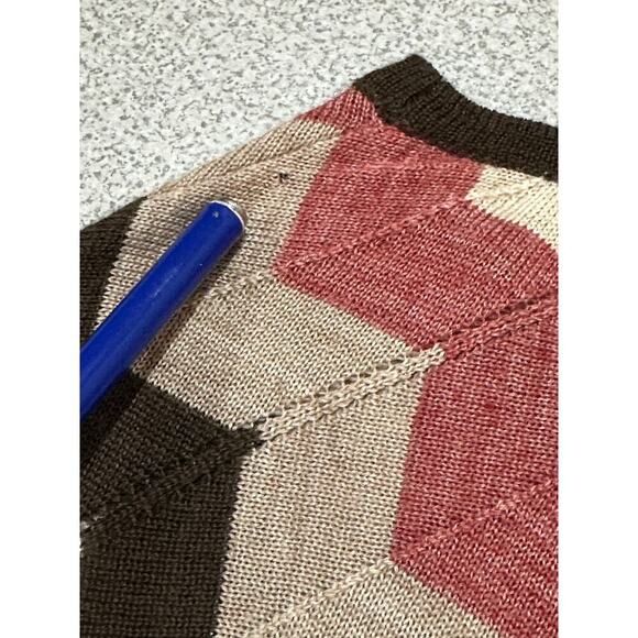 BCBGMaxazria Sz L‎ Dolman Kimono Scallop Sleeve Wool Wrap Sweater Zig Zag Retro - Picture 6 of 11